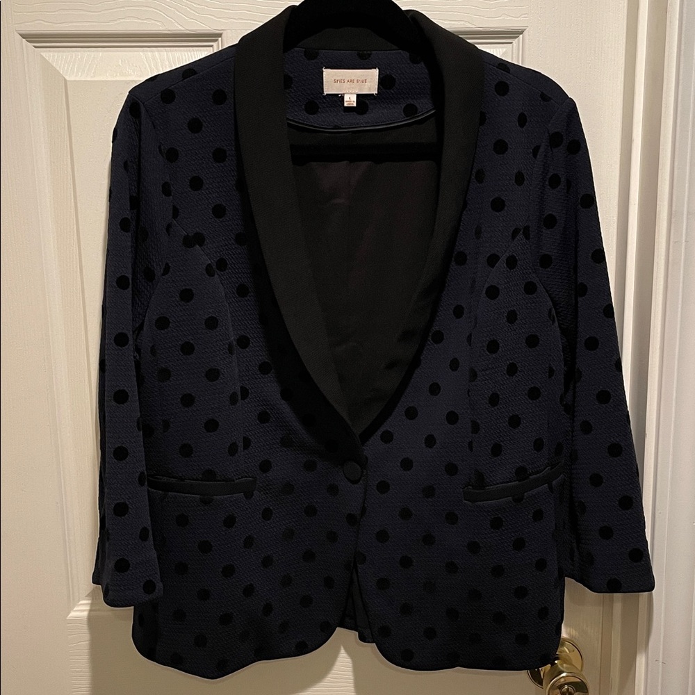 Skies Are Blue polka dot one button blazer